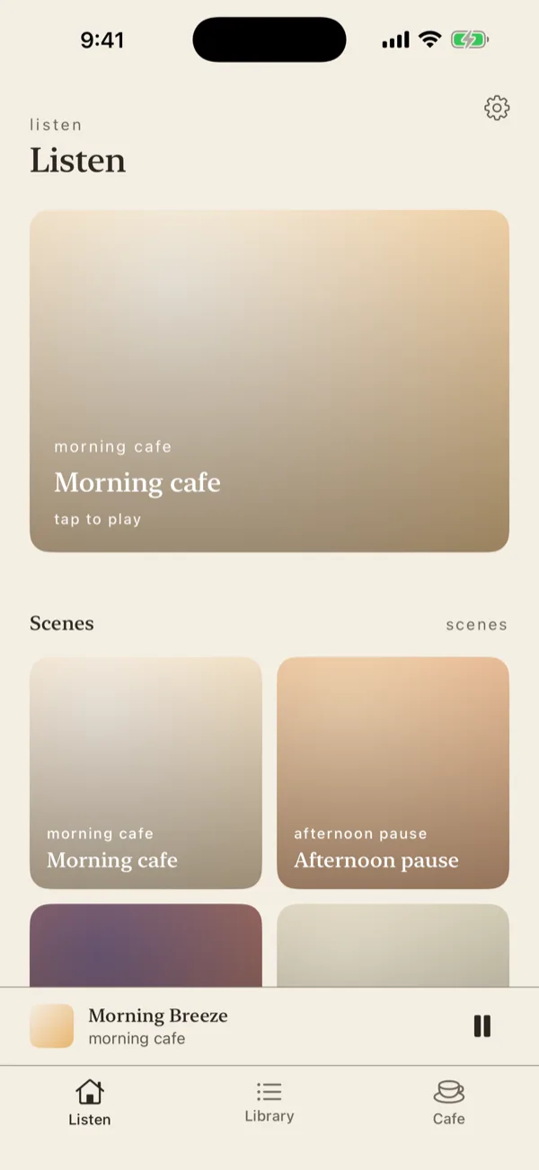 The BNT app home screen